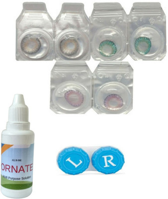 ORNATE 3 Pair ( Grey, Turquoise, Voilet ) Zero Power Monthly Contact Lens Monthly Contact Lens(0, Multicolor, Pack of 3)
ORNATE 3 Pair ( Grey, Turquoise, Voilet ) Zero Power Monthly Contact Lens Monthly Contact Lens(0, Multicolor, Pack of 3)