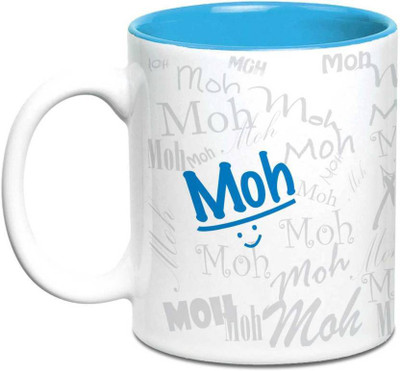 LOF Moh Name Gift Ceramic Inside Blue Gifts For Birthday Ceramic Mug(325 ml)