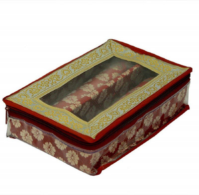 Kuber Industries Brocade Two Roll Bangle Box, Maroon (KI12850) Bangle Vanity Box Vanity Box(Maroon)