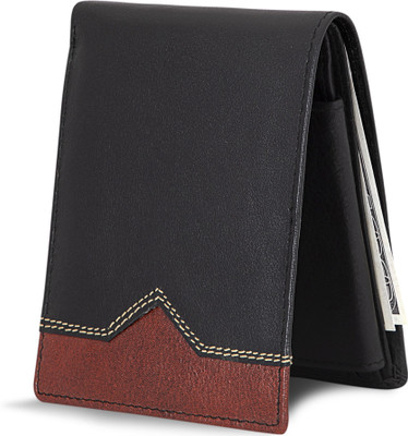 POLLSTAR Men Black Genuine Leather Wallet(3 Card Slots)