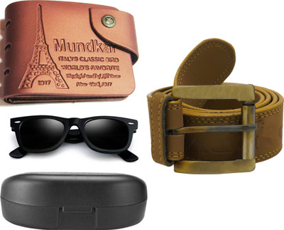 Peacock Mundkar Wallet, Belt Combo(Tan, Yellow)