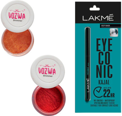 Vozwa Copper & Maroon Eyeshadow Shimmer Powder and Lakme Eyeconic Kajal Pencil(Set of 3)
Vozwa Copper & Maroon Eyeshadow Shimmer Powder and Lakme Eyeconic Kajal Pencil(Set of 3)