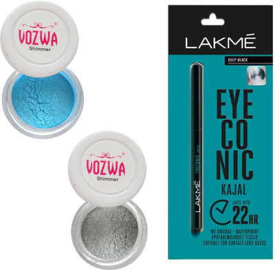 Vozwa Blue & Silver Eyeshadow Shimmer Powder and Lakme Eyeconic Kajal Pencil(Set of 3)
Vozwa Blue & Silver Eyeshadow Shimmer Powder and Lakme Eyeconic Kajal Pencil(Set of 3)
