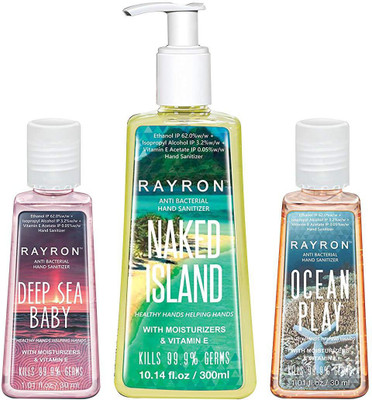 RAYRON Combo Set of Hand Sanitizer Set of 3 (Naked Island300ml + Deep Sea Baby30ml + Ocean Play30ml)(360 ml, Bottle, Pack of 3)
RAYRON Combo Set of Hand Sanitizer Set of 3 (Naked Island300ml + Deep Sea Baby30ml + Ocean Play30ml)(360 ml, Bottle, Pack of 3)