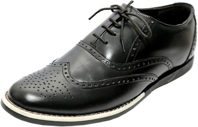 hidekraft Genuine Leather Formal Shoes for Men Lace Up For Men(Black