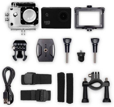 kaykon Ultra HD Action Camera Waterproof Sports Cam with 2" LCD, Full HD 1080P 30M Waterproof Video Recording Sports Sports and Action Camera(Black, 12 MP)