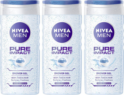 Nivea Pure Impact Shower Gel - Pack of 3(750 ml, Pack of 3)