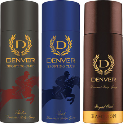 Denver Polo Rider & GOAL & Royal Oud Combo Of 3 Deodorant Spray - For Men(480 ml, Pack of 3)
Denver Polo Rider & GOAL & Royal Oud Combo Of 3 Deodorant Spray - For Men(480 ml, Pack of 3)