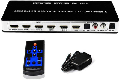 TOBO HDMI Switch Splitter Audio Extractor 4K x 2K 5x1 HDMI/MHL with Wireless Remote Control Full HD 1080P Media Streaming Device(Black, Silver)
TOBO HDMI Switch Splitter Audio Extractor 4K x 2K 5x1 HDMI/MHL with Wireless Remote Control Full HD 1080P Media Streaming Device(Black, Silver)