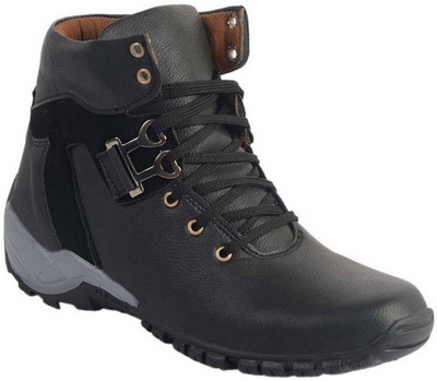 BLACKMOON BLACKMOON Designer Tan Brown Ankle-Length Casual Shoes Boots For Men(Black, Grey