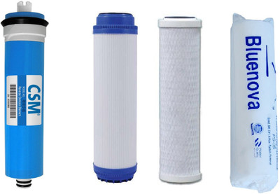 Bluenova Ro service kit with CTO (Carbon block), GAC (Granular activated carbon), CSM 80 GPD membrane and Spun Solid Filter Cartridge(5, Pack of 4)
Bluenova Ro service kit with CTO (Carbon block), GAC (Granular activated carbon), CSM 80 GPD membrane and Spun Solid Filter Cartridge(5, Pack of 4)