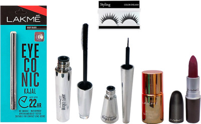 Styling Eyelashes With Mac brooke candy liquid Eyeliner & Mascara With Matte Finish Lipstick & Lakme Nail polish,Eyeconic kajal(Set of 6)
Styling Eyelashes With Mac brooke candy liquid Eyeliner & Mascara With Matte Finish Lipstick & Lakme Nail polish,Eyeconic kajal(Set of 6)