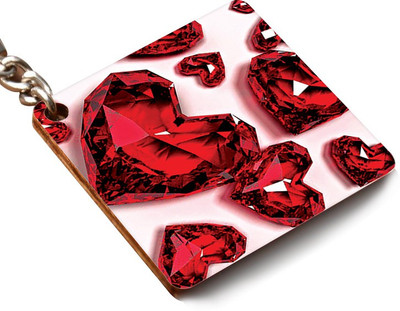 CRAZYINK KCSQUARE-Crystal Hearts Key Chain