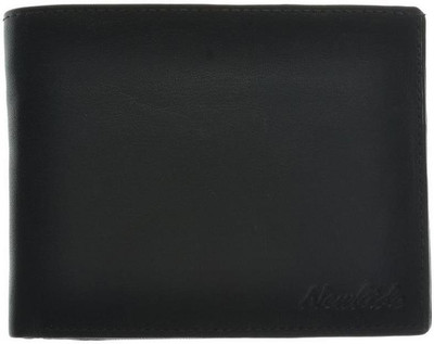 Newhide Men Black Genuine Leather Wallet(4 Card Slots)