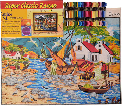 Vardhman Anchor Printed Canvas for Embroidery Big Size 60 x 80 cm with 100 Anchor threads & needle set with design & color scheme printed on it, Village Scenery Design
Vardhman Anchor Printed Canvas for Embroidery Big Size 60 x 80 cm with 100 Anchor threads & needle set with design & color scheme printed on it, Village Scenery Design
