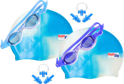 MattZig Zigsy (Two Swimming Caps + Two Swimming Goggles + Two Nose Clips + Two Pairs of Ear Plugs) Swimming Kit
MattZig Zigsy (Two Swimming Caps + Two Swimming Goggles + Two Nose Clips + Two Pairs of Ear Plugs) Swimming Kit