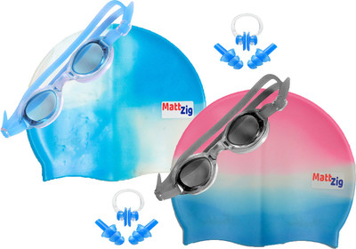 MattZig Zigsy (Two Swimming Caps + Two Swimming Goggles + Two Nose Clips + Two Pairs of Ear Plugs) Swimming Kit
MattZig Zigsy (Two Swimming Caps + Two Swimming Goggles + Two Nose Clips + Two Pairs of Ear Plugs) Swimming Kit