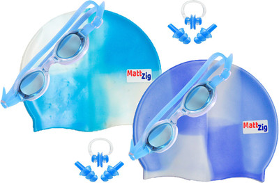 MattZig Zigsy (Two Swimming Caps + Two Swimming Goggles + Two Nose Clips + Two Pairs of Ear Plugs) Swimming Kit
MattZig Zigsy (Two Swimming Caps + Two Swimming Goggles + Two Nose Clips + Two Pairs of Ear Plugs) Swimming Kit