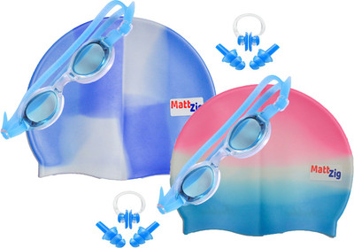 MattZig Zigsy (Two Swimming Caps + Two Swimming Goggles + Two Nose Clips + Two Pairs of Ear Plugs) Swimming Kit
MattZig Zigsy (Two Swimming Caps + Two Swimming Goggles + Two Nose Clips + Two Pairs of Ear Plugs) Swimming Kit