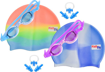 MattZig Zigsy (Two Swimming Caps + Two Swimming Goggles + Two Nose Clips + Two Pairs of Ear Plugs) Swimming Kit
MattZig Zigsy (Two Swimming Caps + Two Swimming Goggles + Two Nose Clips + Two Pairs of Ear Plugs) Swimming Kit