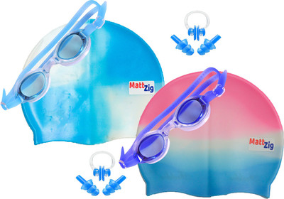 MattZig Zigsy (Two Swimming Caps + Two Swimming Goggles + Two Nose Clips + Two Pairs of Ear Plugs) Swimming Kit
MattZig Zigsy (Two Swimming Caps + Two Swimming Goggles + Two Nose Clips + Two Pairs of Ear Plugs) Swimming Kit