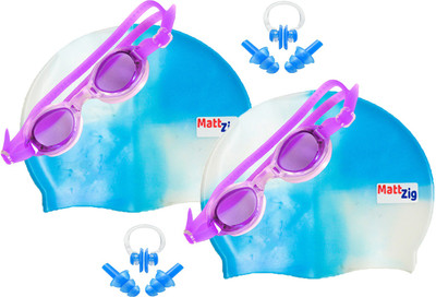 MattZig Zigsy (Two Swimming Caps + Two Swimming Goggles + Two Nose Clips + Two Pairs of Ear Plugs) Swimming Kit
MattZig Zigsy (Two Swimming Caps + Two Swimming Goggles + Two Nose Clips + Two Pairs of Ear Plugs) Swimming Kit