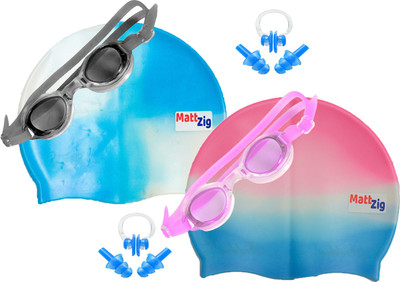 MattZig Zigsy (Two Swimming Caps + Two Swimming Goggles + Two Nose Clips + Two Pairs of Ear Plugs) Swimming Kit
MattZig Zigsy (Two Swimming Caps + Two Swimming Goggles + Two Nose Clips + Two Pairs of Ear Plugs) Swimming Kit