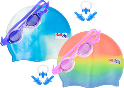 MattZig Zigsy (Two Swimming Caps + Two Swimming Goggles + Two Nose Clips + Two Pairs of Ear Plugs) Swimming Kit
MattZig Zigsy (Two Swimming Caps + Two Swimming Goggles + Two Nose Clips + Two Pairs of Ear Plugs) Swimming Kit