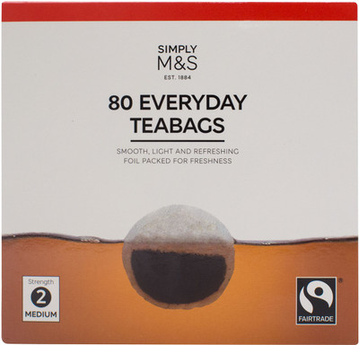 Mark & Spencer 80 Everyday Teabags, Strength No.2 - 250g Black Tea Bags Box(250 g)
Mark & Spencer 80 Everyday Teabags, Strength No.2 - 250g Black Tea Bags Box(250 g)