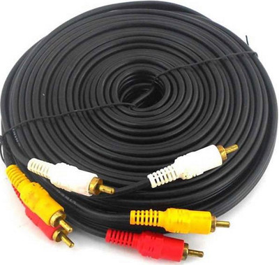 TECHON TV-out Cable 20 meter 3 rca audio video cable(Black, For TV)