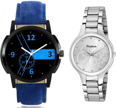 Wanton blue leather tsrap watch with white love hearts in dial steel watch combo for couple Exclusive collection watches Watch - For Boys & Girls
Wanton blue leather tsrap watch with white love hearts in dial steel watch combo for couple Exclusive collection watches Watch - For Boys & Girls
