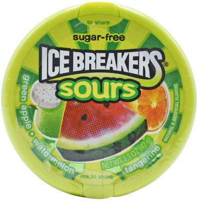 Icebreakers Sugar Free Sours, Green Apple, Watermelon & Tangerine - 42g (1.3oz) Sour Candy
Icebreakers Sugar Free Sours, Green Apple, Watermelon & Tangerine - 42g (1.3oz) Sour Candy
