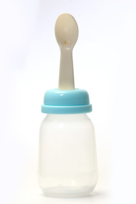 Rikang 120 ml pp Weaning Bottle With Spoon & Cleansing Brush - 120 ml(Blue)