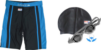 MattZig Dazzy (One Swimming Trunk + Cap + Goggle + One Nose Clip + One Pair ear Plugs) Swimming Kit