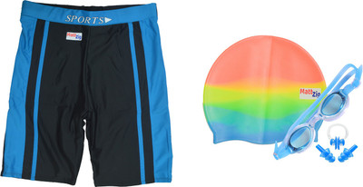 MattZig Dazzy (One Swimming Trunk + Cap + Goggle + One Nose Clip + One Pair ear Plugs) Swimming Kit
MattZig Dazzy (One Swimming Trunk + Cap + Goggle + One Nose Clip + One Pair ear Plugs) Swimming Kit