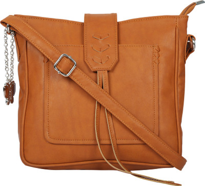 Butterflies Women Casual Brown PU Sling Bag