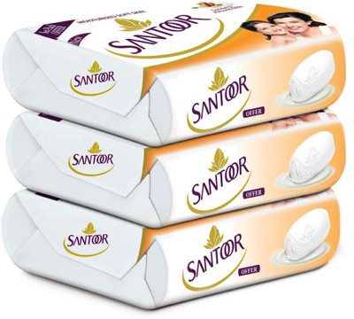 Santoor Sandal & Almond Milk Soap(450 g, Pack of 3)