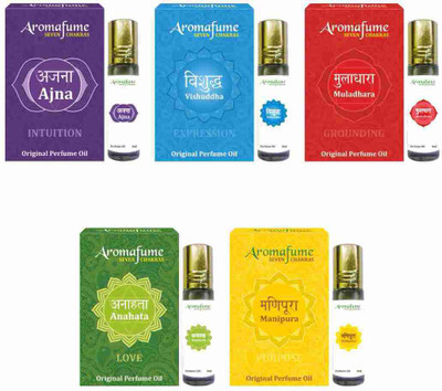 Aromafume 7 Chakra Perfume Oil Roll On Set (Ajna, Vishuddha, Anahata, Manipura, Muladhara) 8 ml each Floral Attar(Sandalwood)
Aromafume 7 Chakra Perfume Oil Roll On Set (Ajna, Vishuddha, Anahata, Manipura, Muladhara) 8 ml each Floral Attar(Sandalwood)