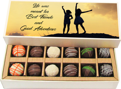Chocholik Friendship Gift - Life Was Meant For Best Friends - Dark, Milk, White Chocolate - 12pc Truffles(180 g)
Chocholik Friendship Gift - Life Was Meant For Best Friends - Dark, Milk, White Chocolate - 12pc Truffles(180 g)