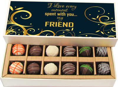 Chocholik Friendship Gift - I Love Every Moment Spent With You My Friend - Dark, Milk, White Chocolate - 12pc Truffles(180 g)
Chocholik Friendship Gift - I Love Every Moment Spent With You My Friend - Dark, Milk, White Chocolate - 12pc Truffles(180 g)