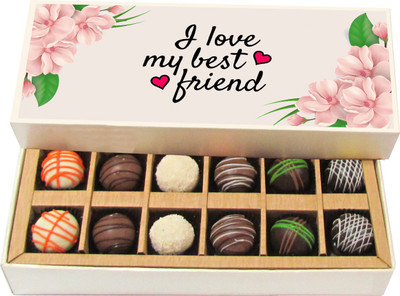 Chocholik Friendship Gift - I Love My Best Friend - Dark, Milk, White Chocolate - 12pc Truffles(180 g)
Chocholik Friendship Gift - I Love My Best Friend - Dark, Milk, White Chocolate - 12pc Truffles(180 g)