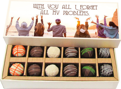 Chocholik Friendship Gift - With You All I Forget All My Problem - Dark, Milk, White Chocolate - 12pc Truffles(180 g)
Chocholik Friendship Gift - With You All I Forget All My Problem - Dark, Milk, White Chocolate - 12pc Truffles(180 g)