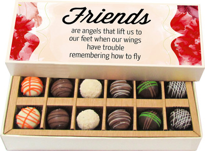 Chocholik Friendship Gift - Friends Are Angels - Dark, Milk, White Chocolate - 12pc Truffles(180 g)
Chocholik Friendship Gift - Friends Are Angels - Dark, Milk, White Chocolate - 12pc Truffles(180 g)