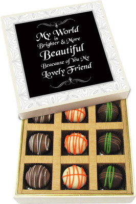 Chocholik Friendship Gift - My World Is Brighter & More Beautiful - Dark, Milk, White Chocolate - 9pc Truffles(135 g)
Chocholik Friendship Gift - My World Is Brighter & More Beautiful - Dark, Milk, White Chocolate - 9pc Truffles(135 g)