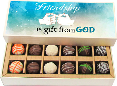 Chocholik Friendship Gift - Friendship Is God Gifted - Dark, Milk, White Chocolate - 12pc Truffles(180 g)
Chocholik Friendship Gift - Friendship Is God Gifted - Dark, Milk, White Chocolate - 12pc Truffles(180 g)