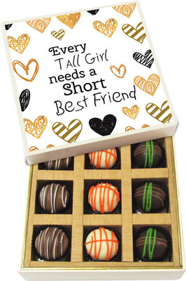 Chocholik Friendship Gift - Every Tall Girl Need a Short Best Friend - Dark, Milk, White Chocolate - 9pc Truffles(135 g)
Chocholik Friendship Gift - Every Tall Girl Need a Short Best Friend - Dark, Milk, White Chocolate - 9pc Truffles(135 g)