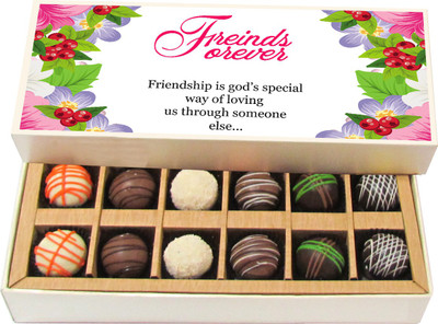 Chocholik Friendship Gift - Friendship Is God's Special - Dark, Milk, White Chocolate - 12pc Truffles(180 g)
Chocholik Friendship Gift - Friendship Is God's Special - Dark, Milk, White Chocolate - 12pc Truffles(180 g)