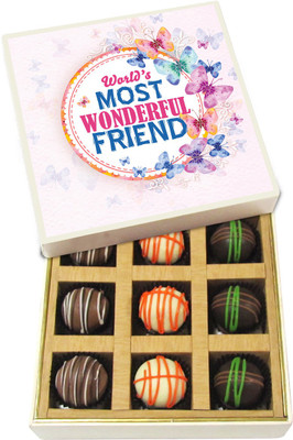 Chocholik Friendship Gift - Most Wonderful Friend - Dark, Milk, White Chocolate - 9pc Truffles(135 g)
Chocholik Friendship Gift - Most Wonderful Friend - Dark, Milk, White Chocolate - 9pc Truffles(135 g)