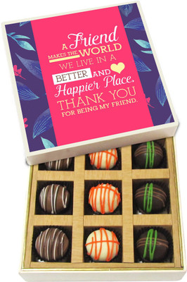 Chocholik Friendship Gift - A Friend Makes the World Better - Dark, Milk, White Chocolate - 9pc Truffles(135 g)
Chocholik Friendship Gift - A Friend Makes the World Better - Dark, Milk, White Chocolate - 9pc Truffles(135 g)