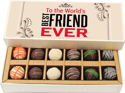 Chocholik Friendship Gift - To the World's Best Friend Ever - Dark, Milk, White Chocolate - 12pc Truffles(180 g)
Chocholik Friendship Gift - To the World's Best Friend Ever - Dark, Milk, White Chocolate - 12pc Truffles(180 g)